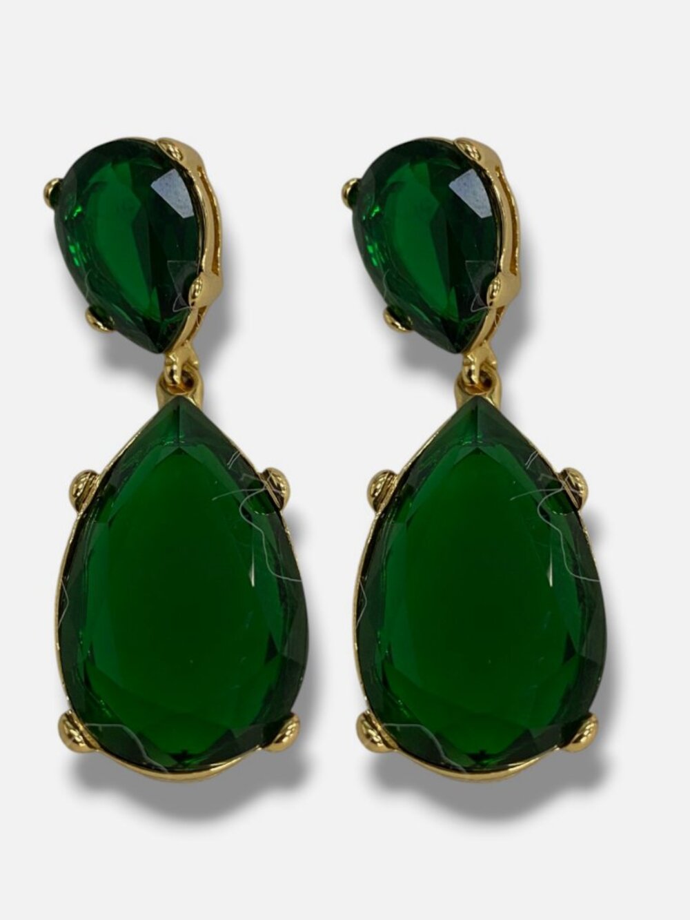 Kenneth Jay Lane Women's 22K Gold Plated Crystal Double-Teardrop Earrings
